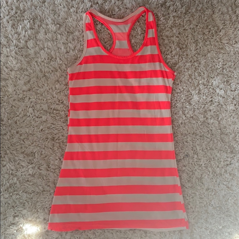 Neon pink and white tank top